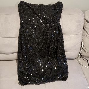 Sequin black mini dress